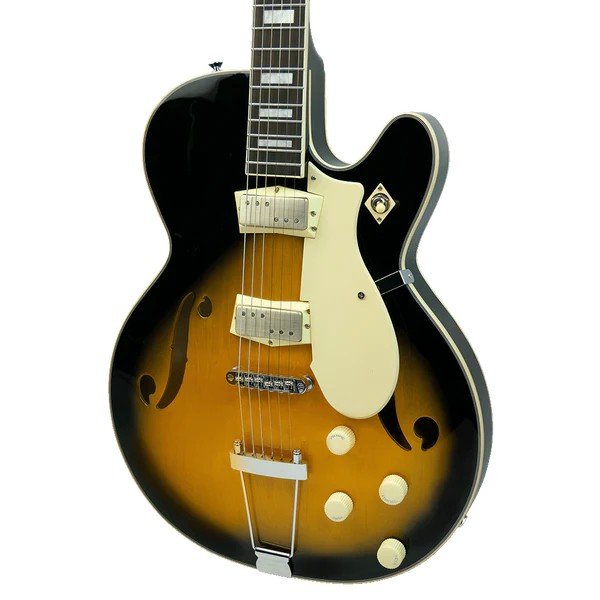 Silvertone 1446 Semi-Hollow Electric Guitar - Tobacco Burst with Trapeze Tailpiece