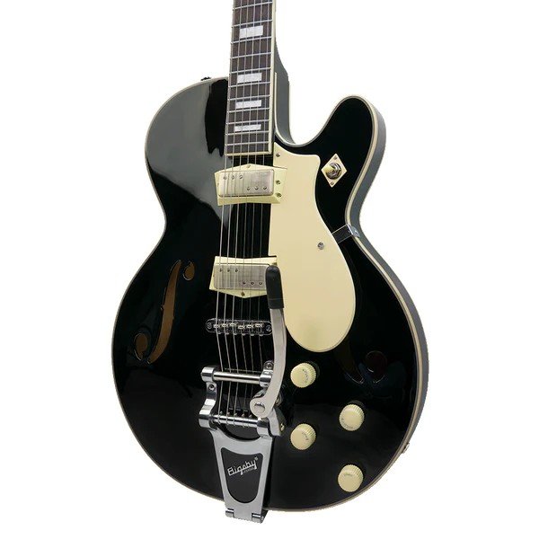 Silvertone 1446 Semi-Hollow Electric Guitar - Gloss Black with Bigsby Bridge — photo 1