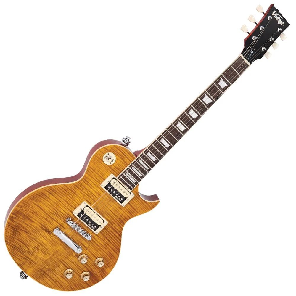 Vintage Re-Issued V100AFD Electric Guitar - Flamed Amber — photo 1