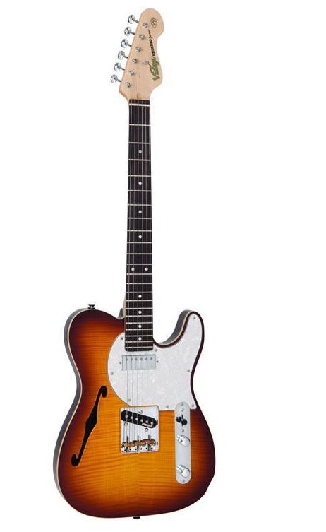 Vintage V72 Reissued Custom Spec Tl Electric Guitar Flame Tobacco Burst — photo 1