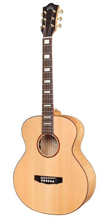 Guild Jumbo Junior Acoustic-Electric Archback 4-String Bass Guitar Flame Maple - Natural — photo 1