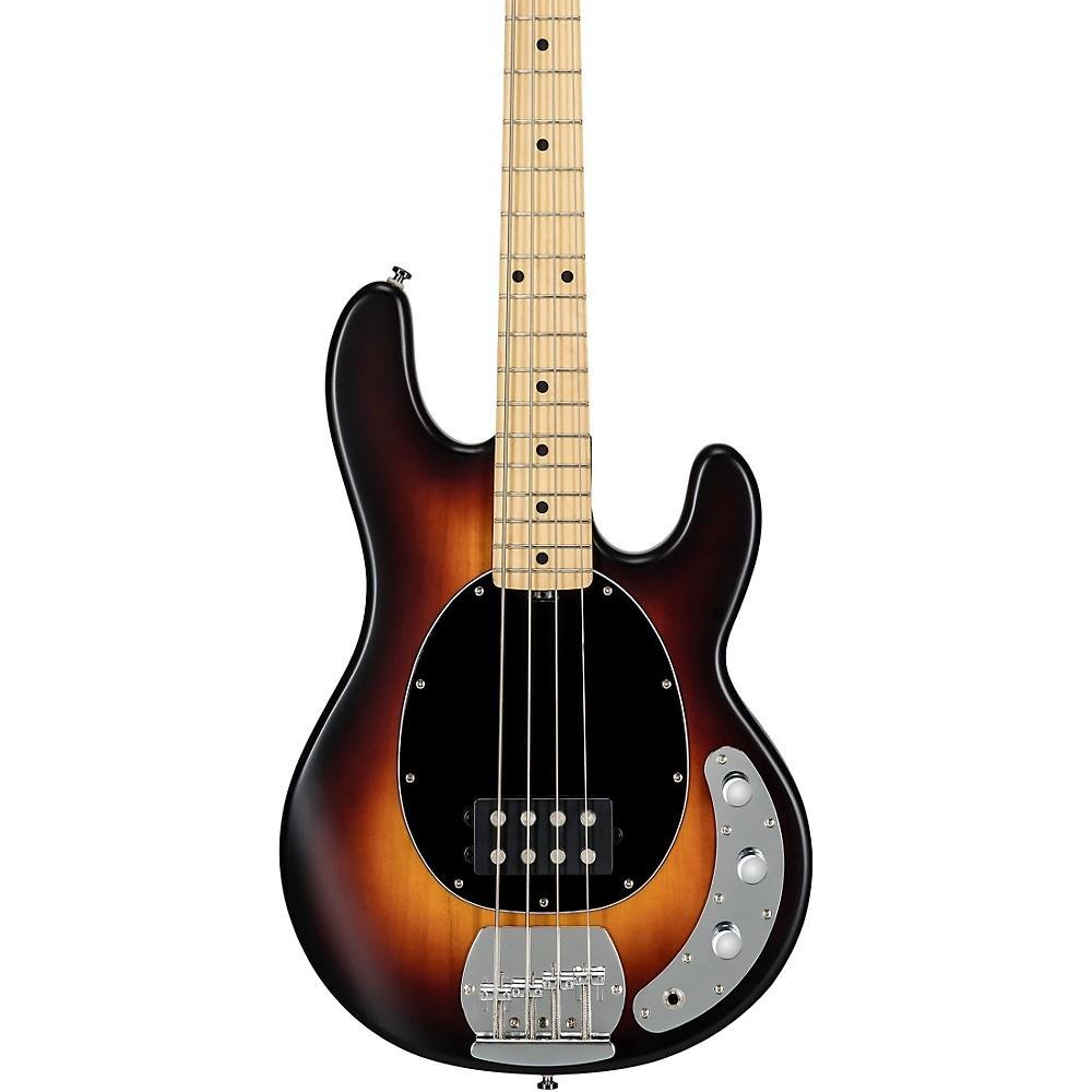 Sterling by Music Man StingRay Ray4 Maple Fingerboard Electric Bass Satin Vintage Sunburst Black Pickguard — photo 1